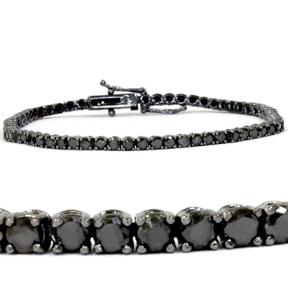 3.00 CT Round Black Diamond Tennis Bracelet 14K Black Gold Over 7