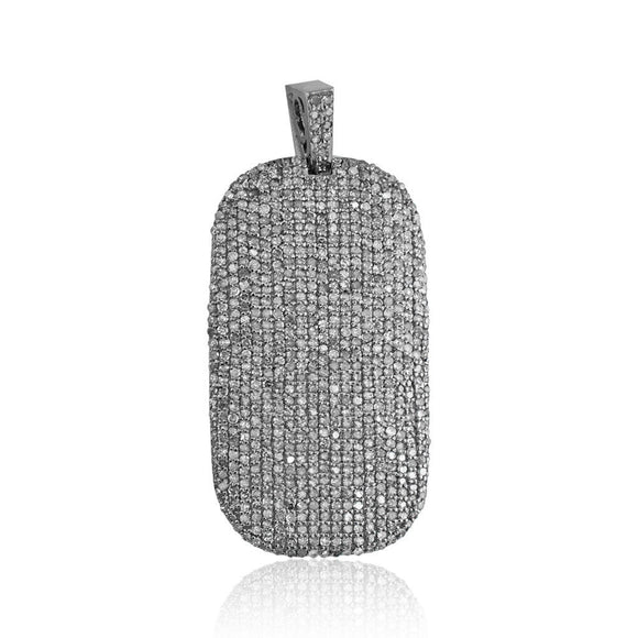 Natural Pave Setting Diamond 925 Solid Silver Tag Pendant Victorian Look Jewelry