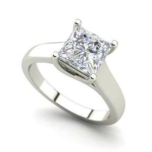 2 Ct Princess Cut Diamond Solitaire Promise Engagement Ring Sterling Silver