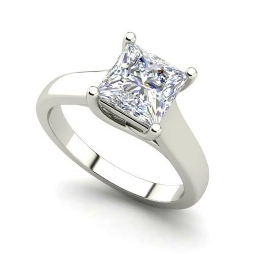 2 Ct Princess Cut Diamond Solitaire Promise Engagement Ring Sterling Silver