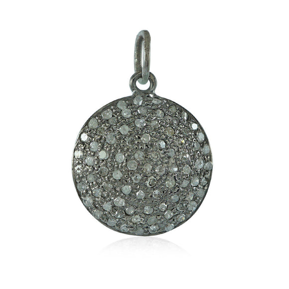 Natural Pave Diamond 925 Silver 15mm Disc 18