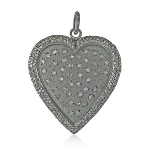 Natural Pave Diamond Heart 925 Solid Silver 18" Chain Pendant Jewelry PEMJOS-754