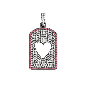 1.30cts Natural Pave Diamond Pink Ruby 925 Sterling Silver Heart Pendant Jewelry