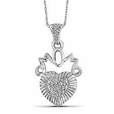 Diamond Accent "Mom" Heart Pendant in Sterling Silver Mothers Day Specil