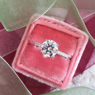 1.30CT Round Cut D/VVS1 Diamond Ring 14k White Gold FN Solitaire Engagement Ring