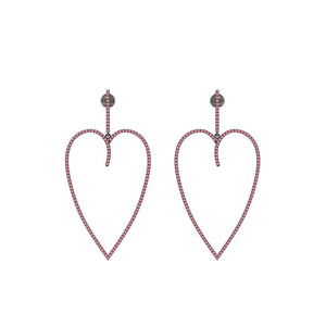 2.56cts Natural Ruby Gemstone 925 Sterling Silver Dangle Heart Earrings Jewelry