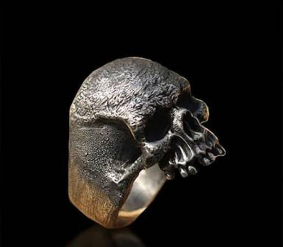 Vintage Gothic Ghost Skull Antique Engagement Wedding Ring 925 Sterling Silver