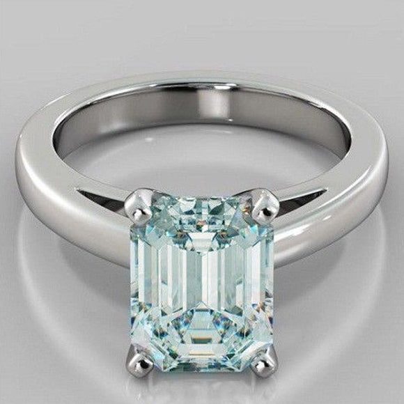 2.00 Ct blue Emerald Moissanite Fancy Engagement 925 Sterling Silver Ring