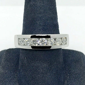 1.25 ct tw Round Cut Diamond Men's Channel Set Wedding Band 14K White Gold Over