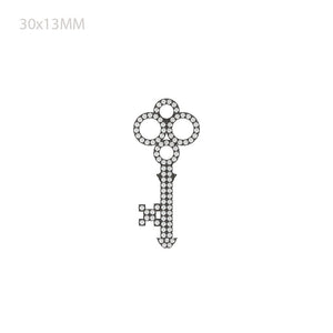 925 Sterling Silver Dazzling Pave Setting Diamond Key Charm Pendant Fine Jewelry