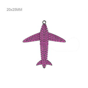 925 Sterling Silver Pave Pink Ruby Gemstone Airplane Connector Finding Jewelry