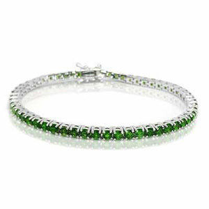 5.00 CT Solitaire Round Cut Green Emerald 7" Tennis Bracelet 14k White Gold Over