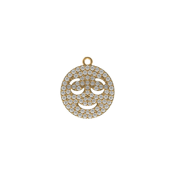 14k Yellow Gold Genuine Pave Diamond Magical Emoji Connector Findings Jewelry