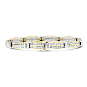 3.00 Ct Channel Set Round Diamond Link Tennis Bracelet In 14K Two-Tone Gold Over