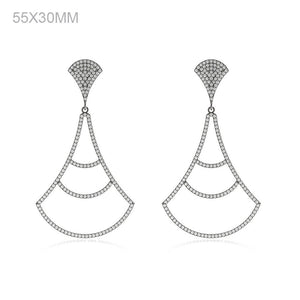 1.806ct Natural Pave White Diamond 925 Silver Handmade Dangle Earrings Jewelry