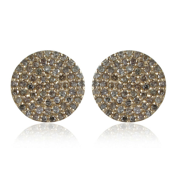 1.15cts Genuine Pave Diamond 14k Yellow Gold Handmade Stud Earrings Jewelry