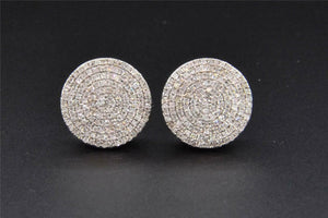 14k White Gold Over Mens & Womens Round Screw Back Micro Diamond Earrings Studs