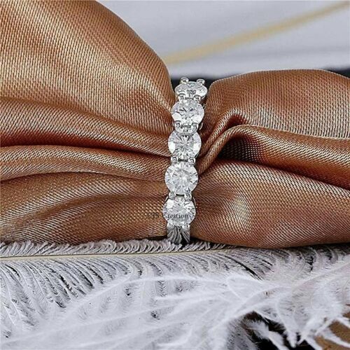 925 Sterling Silver 2.5 CT Brilliant Moissanite 5 Stone Wedding Engagement Ring