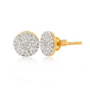 14k Yellow Gold Stud Handmade Earrings Natural White Diamond Jewelry EAMJ-742