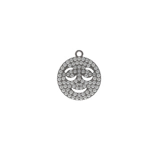 0.400ct Natural Pave Diamond Emoji Design 925 Silver Connector Finding Jewelry