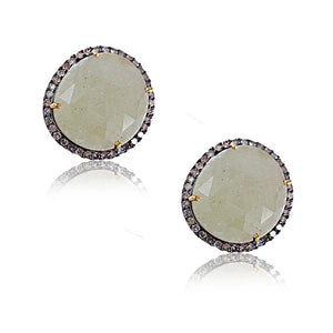 Natural Sapphire Gemstone Diamond .925 Silver Stud Earrings Womens Gift ewelry