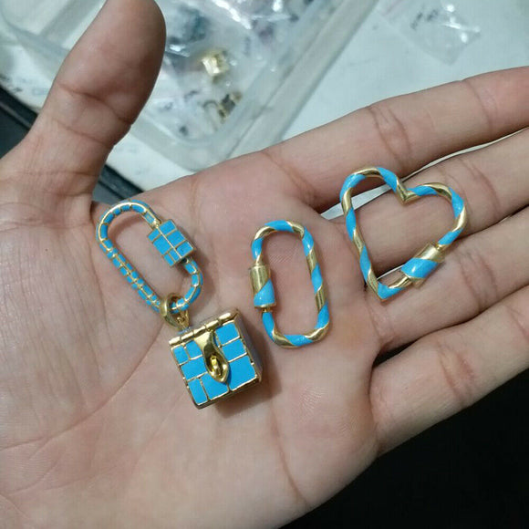 925 Sterling Silver Clasp Carabiner Lock Finding Enamel Jewelry Birthday Gifts