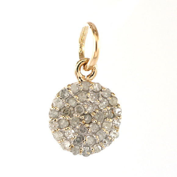 14k Yellow Gold Natural Pave White Diamond Handmade 7MM Pendant Jewelry PEMJ-365