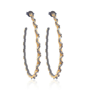 Natural Diamond Baguette 925 Silver Gold Plated Hoop Earrings Jewelry EAMJ-604
