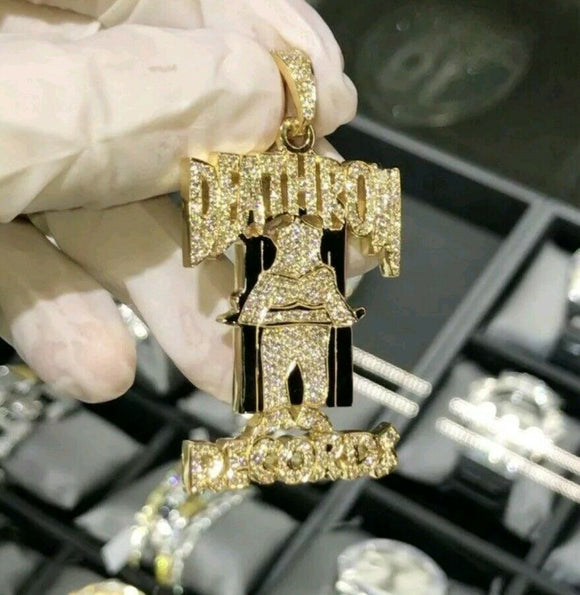 HipHop Style Pendant Lucky Statement Death Row Records Diamond Studded Gold Over