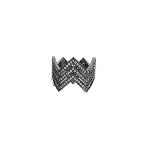 1.08cts Pave White Diamond 925 Sterling Silver Zigzag Band Ring Jewelry Size 8