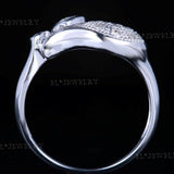 Heart Shape Combination Sterling Silver 925 Pave Real Diamonds Engagement Ring