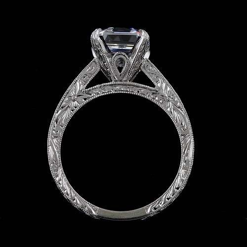 2 ct Asscher Loose Moissanite 925 Sterling Silver Engagement Ring Vintage Style