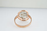 1.015ct 14k Rose gold filled 925 Sterling Silver Brown Slice Diamond Ring with hammered band, Natural Diamond, Slice Diamond Women Rings