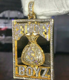 HipHop Style GETMONEY-BOYZ Pendant Diamond Studded Sterling Silver 925