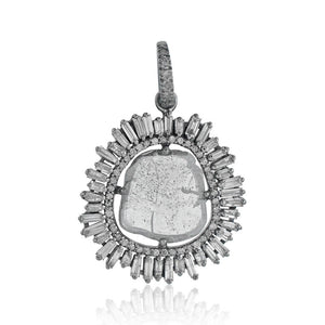 Gorgeous Polki Diamond Pave 925 Silver Handmade Pendant Gifts Jewelry PEMJ-1061