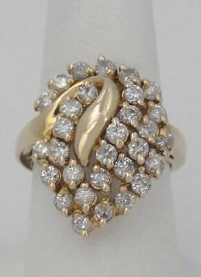 Ladies 14k Yellow Gold Over 1.50 CT Diamond Pear Shape Cluster Leaf Ring Size 7