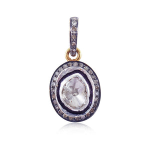 Beautiful Polki Diamond Pave 925 Solid Silver Handmade Pendant Jewelry PE-303