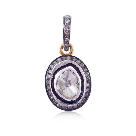 Beautiful Polki Diamond Pave 925 Solid Silver Handmade Pendant Jewelry PE-303