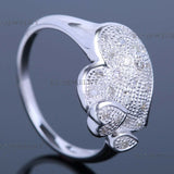 Heart Shape Combination Sterling Silver 925 Pave Real Diamonds Engagement Ring