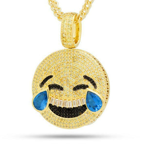 3.00 TCW Round Cut Diamond Laugh Now Face Emoji Pendant 14k Yellow Gold Finish