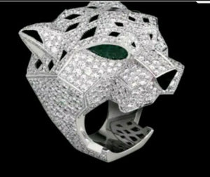 Panther face cut Ring Men Wedding Ring diamond studed 925 sterling silver