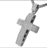 Holly cross Pendant HipHop Style Diamond Studded chain Solid Sterling Silver 925