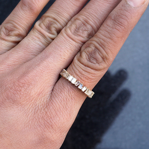 Natural Baguette Diamond Wedding Band Ring Solid 14k Yellow Gold Fine Jewelry