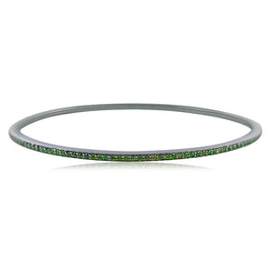 Natural Chrome Diopside Gemstone 925 Sterling Silver Handmade Bangle Jewelry