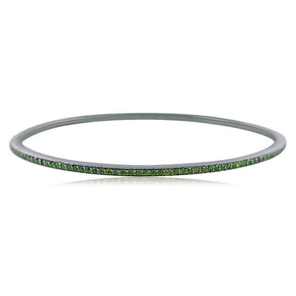 Natural Chrome Diopside Gemstone 925 Sterling Silver Handmade Bangle Jewelry
