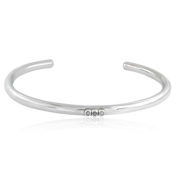 Genuine Diamond Round 925 Solid Silver Beautiful Bangle Fashion Jewelry BAMJ-125