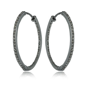 Natural Pave Diamond 925 Solid Silver 25MM Hoop Earrings Gifts Handmade Jewelry