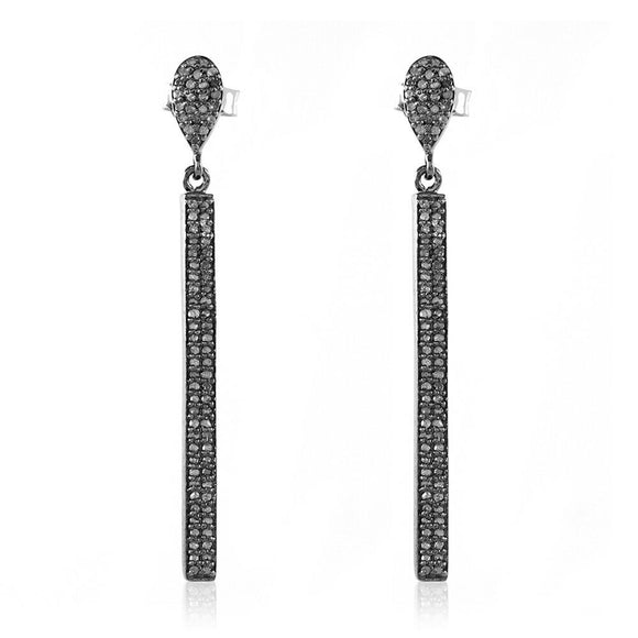 925 Solid Silver Natural Pave Diamond Bar Earrings Womens Jewelry EAMJOS-761