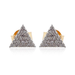 14k Yellow Gold Natural Pave White Diamond Stud Womens Earrings Jewelry EAMJ-628