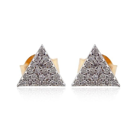 14k Yellow Gold Natural Pave White Diamond Stud Womens Earrings Jewelry EAMJ-628